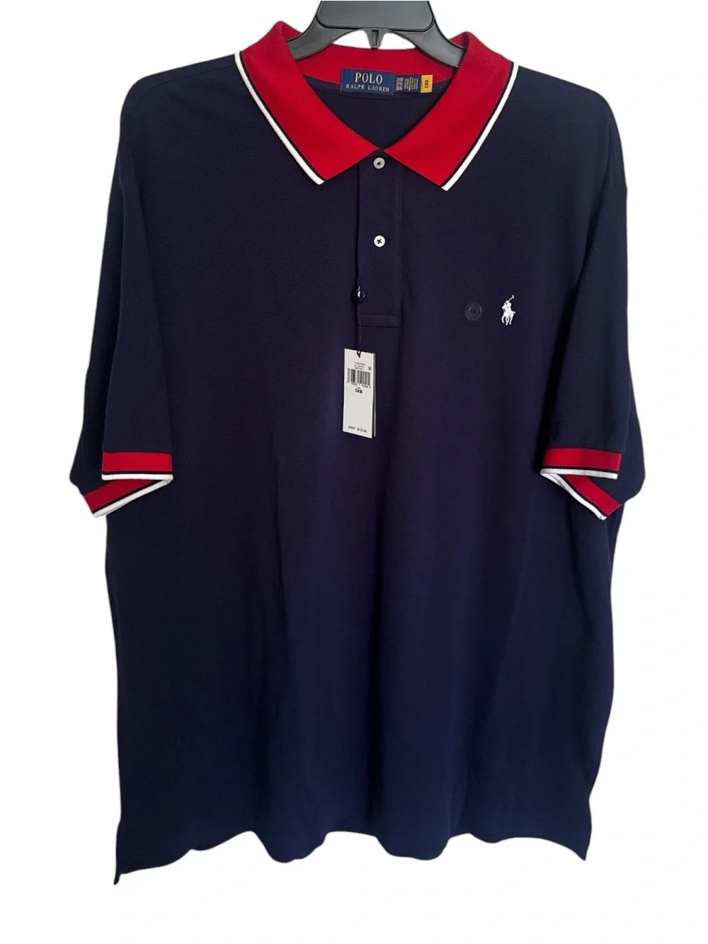 NWT Polo Ralph Lauren 3X 3XL Big Man's Blue, Red & White Cotton Mesh POLO